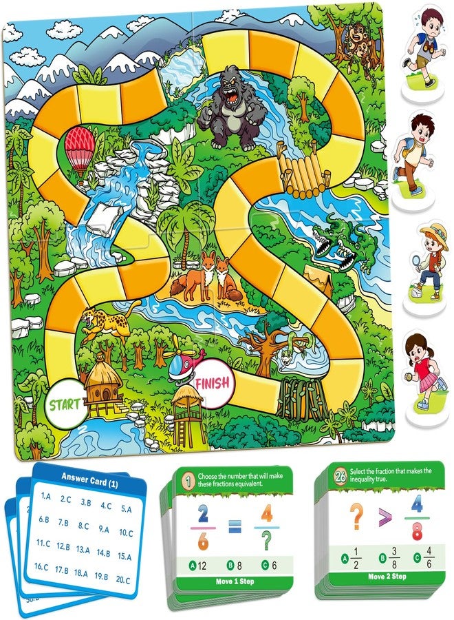 Broytain Forest Fraction Board Game|Math Games for Kids|Fraction Play Games - Gr. 3-4|Educational Learning Board Games for Boys and Girls|Classroom Travel Indoor Outdoor Family Game - Image 1